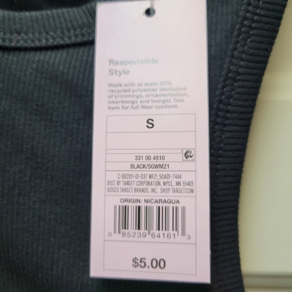 Set of 3 - Wild Fable Midnight Black Cropped Tank Top Size Small NEW - Picture 5 of 5